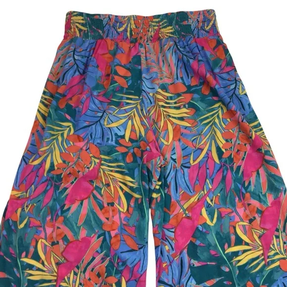 Kona Sol Tropical Floral Wide Leg Lightweight Rayon Pant Multicolor - Picture 4 of 10
